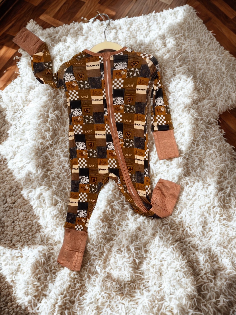 Ariat Brown & Rust Patchwork-Print Kids Footie